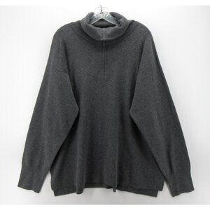 Muji Sweater XL Charcoal Turtleneck 1/4 Zip Pullover Classic Knit